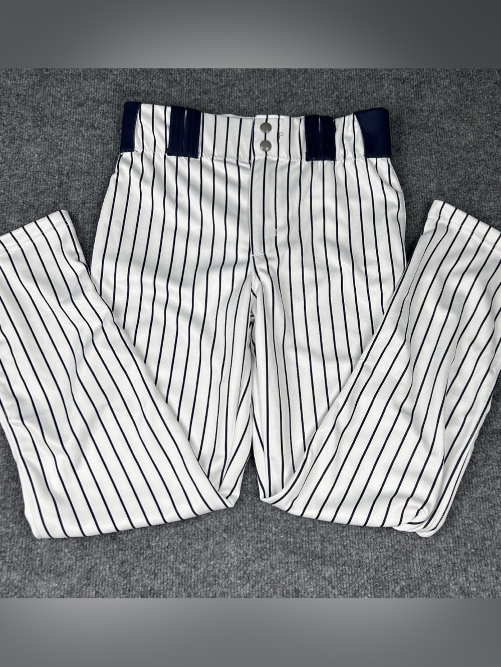 Baseball Pants Youth Large/Tall?* White w Navy Blue Pinstripes NWOT *READ